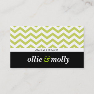 simple chevron pattern modern black lime green business card