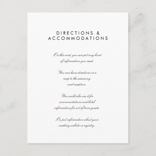 Simple Chic 4.25" x 5.5" Wedding Enclosure Card (Front)