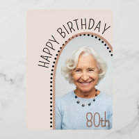 Simple Chic 80th Birthday Arched Photo Polka Dot 
