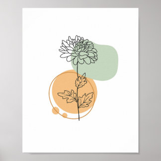 Simple Chic Abstract Minimalist Boho Style Floral Poster