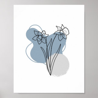 Simple Chic Abstract Minimalist Boho Style Floral Poster