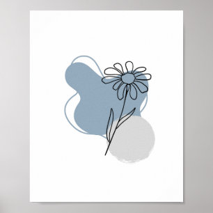 Simple Chic Abstract Minimalist Boho Style Floral Poster