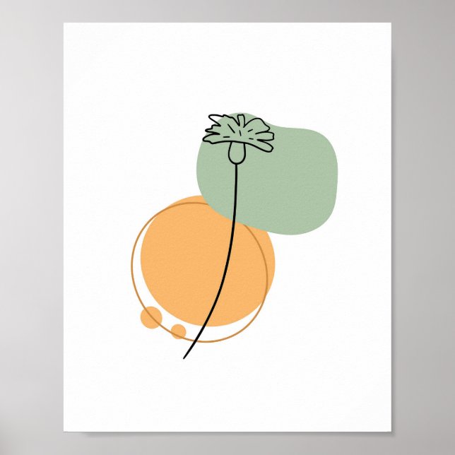 Simple Chic Abstract Minimalist Boho Style Floral  Poster (Front)