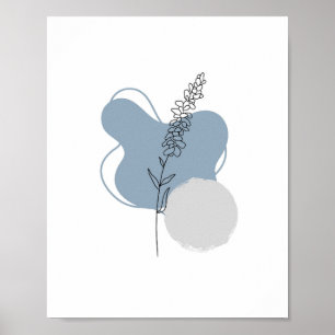 Simple Chic Abstract Minimalist Boho Style Floral  Poster