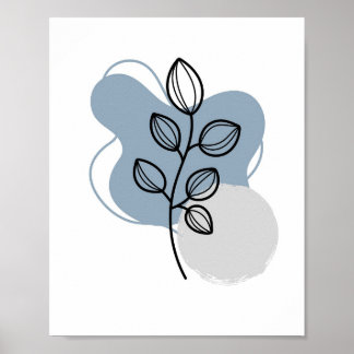 Simple Chic Abstract Minimalist Boho Style Floral Poster