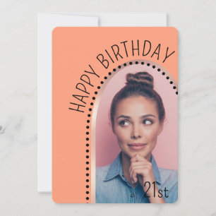 Simple Chic Any Age Birthday Rose Gold Arch Photo Invitation