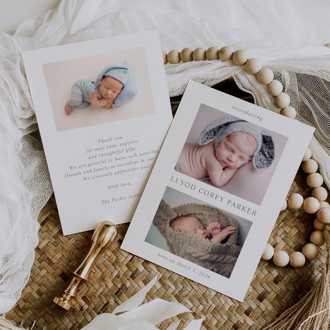 Simple Chic Baby Photo Announcement Card (Creator Uploaded)