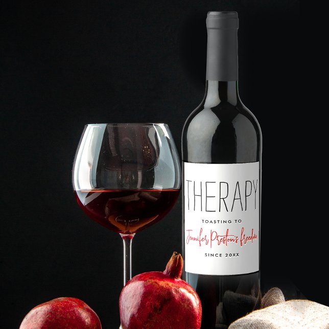 Simple Chic Black And White Divorce Humour Name Wine Label (Creator Uploaded)