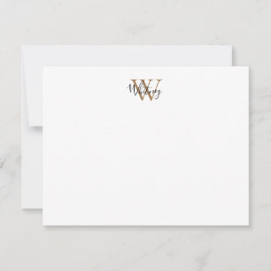 Simple Chic Black Gold Monogram Script Name  Card