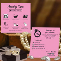 Simple Chic Black Pink Jewellery Care Instructions