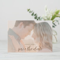 Simple Chic Blush Fall Wedding Photo Save the Date