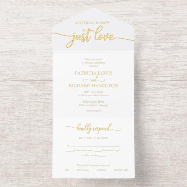 Simple Chic Bold Calligraphy Casual Wedding All In One Invitation (Inside)