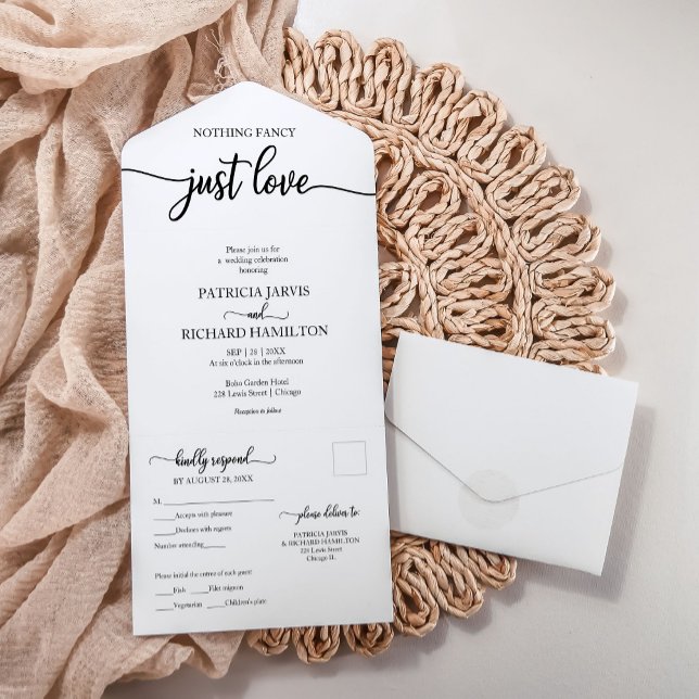 Simple Chic Bold Calligraphy Casual Wedding  All In One Invitation (Creator Uploaded)