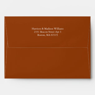Simple chic burnt orange terracotta custom elegant envelope