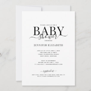 Simple Chic Calligraphy Baby Shower Invitation