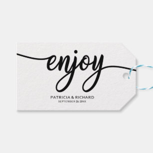Simple Chic Calligraphy Enjoy Wedding Favour Tags