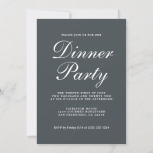 Simple Chic Calligraphy Off-Black Dinner Party Invitation