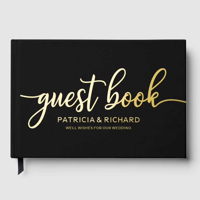 Simple Chic Calligraphy Wedding Guest Book (Front)