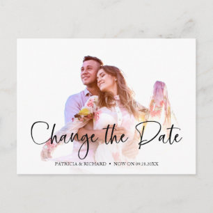 Simple Chic Change Of Date Wedding Postponed Postcard