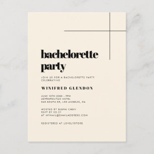 Simple chic Cream Bachelorette invitation