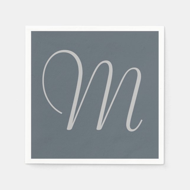 Simple Chic Custom Monogrammed Paper Napkins Grey (Front)