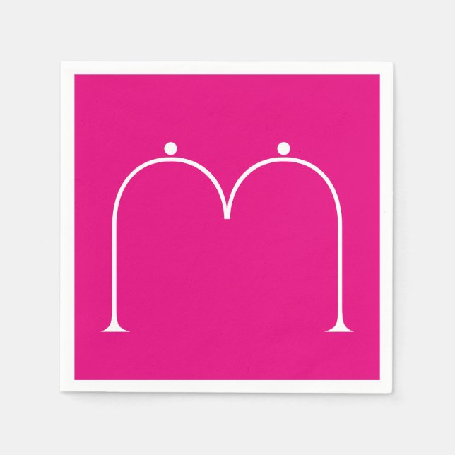 Simple Chic Custom Monogrammed Paper Napkins Pink (Front)