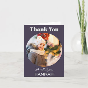 Simple Chic Custom Photo Name Christmas Thank You Note Card