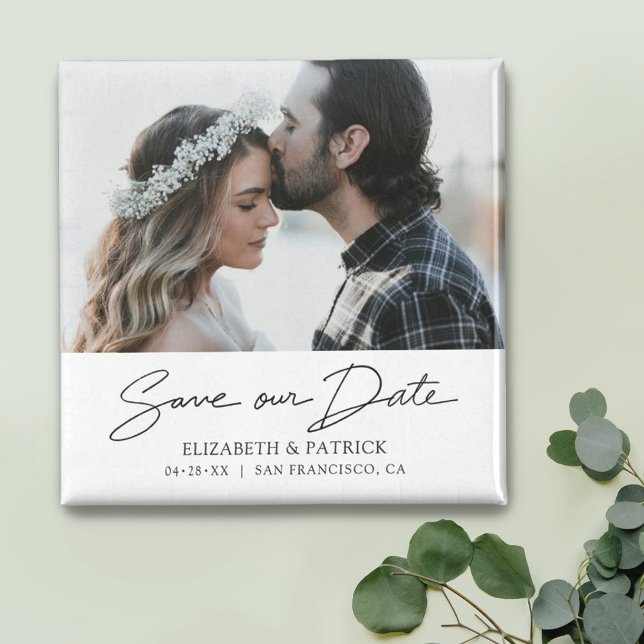 Simple Chic Custom Photo Save our Date Magnet (Creator Uploaded)