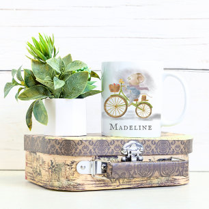 Simple Chic Cute Vintage Mouse Bicycle Book Lover Coffee Mug