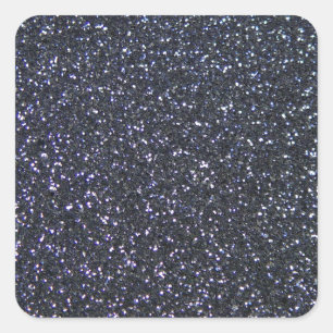 Simple Chic Elegant Black Glitter Sparkles Square Sticker