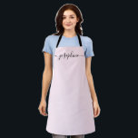 Simple Chic Elegant script Name Apron<br><div class="desc">She'll love a personalized apron as she bakes those goodies,  cooks delicious dishes or work with her plants. A perfect gift to encourage her talents. Black script for the name with long-tail embellishments.</div>