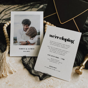 Simple Chic & Elegant We're Eloping Photo Invitation