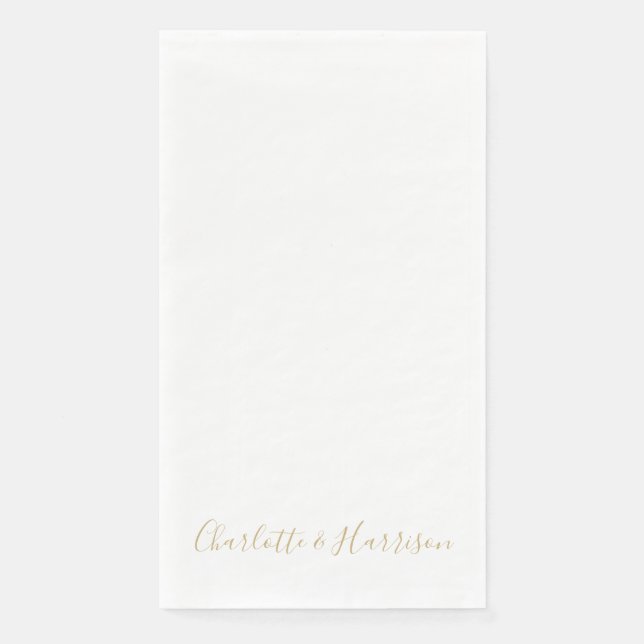 Simple chic gold custom script stylish wedding napkin (Front)