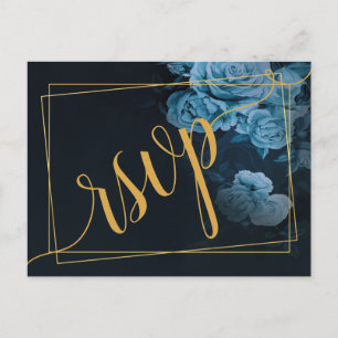Simple Chic Gold Geometric Frame RSVP Invitation Postcard