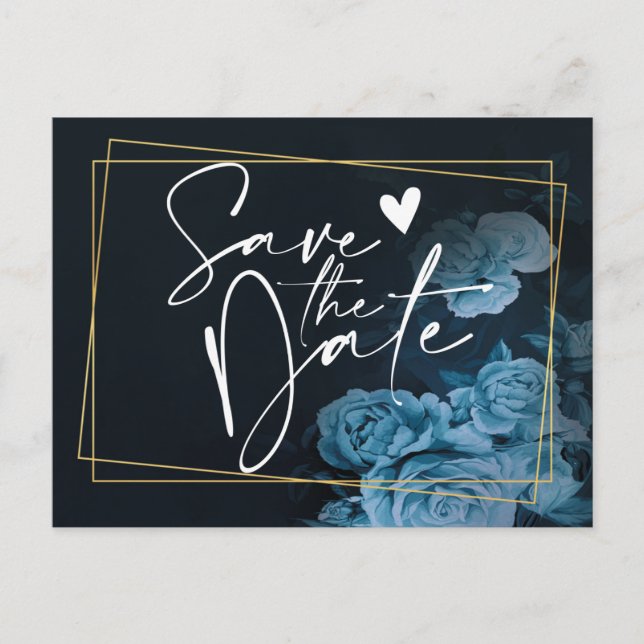 Simple Chic Gold Geometric Frame Save the Date Ann Announcement Postcard (Front)