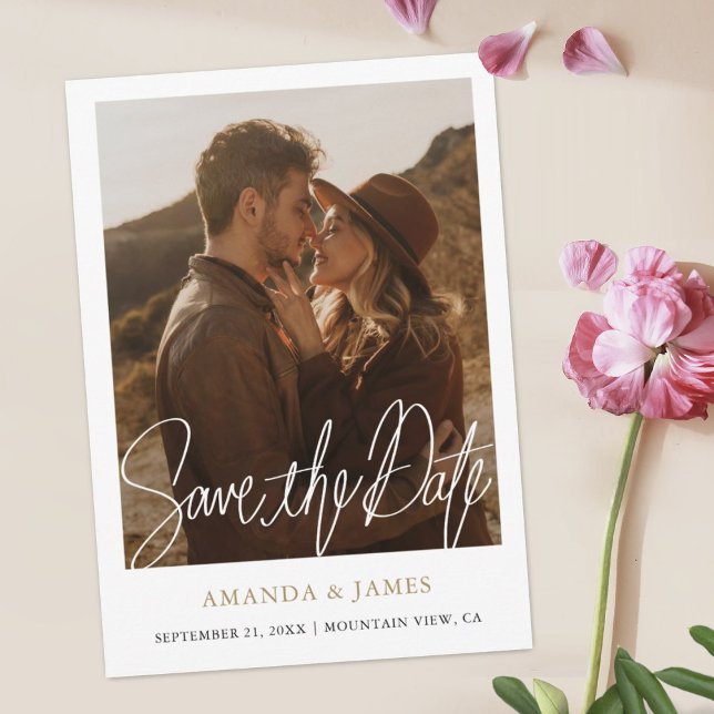 Simple Chic Gold Modern Photo Wedding Save The Date (Creator Uploaded)