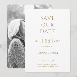 Simple Chic Gold Photo Wedding Save the Date Invitation