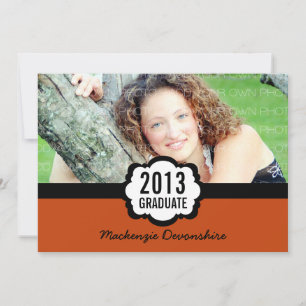 Simple Chic Graduation Invitation, Orange Invitation