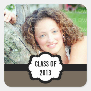 Simple Chic Graduation Stickers, Mocha Square Sticker