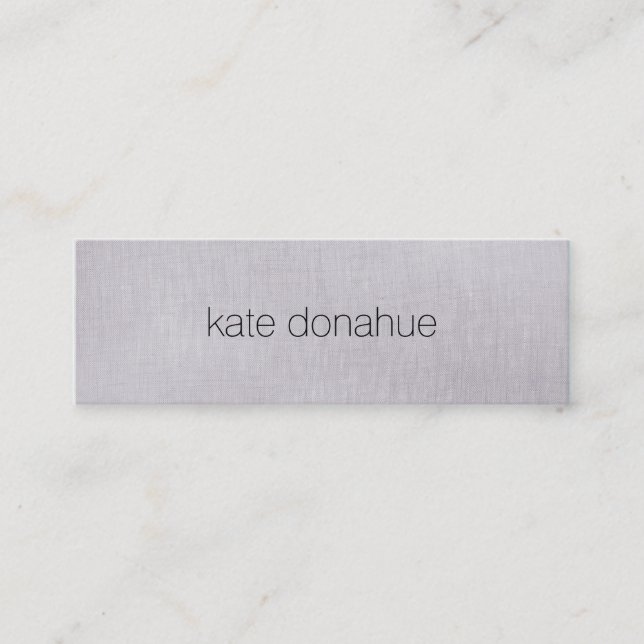 Simple Chic Grey Professional Linen "Look" Texture Mini Business Card (Front)