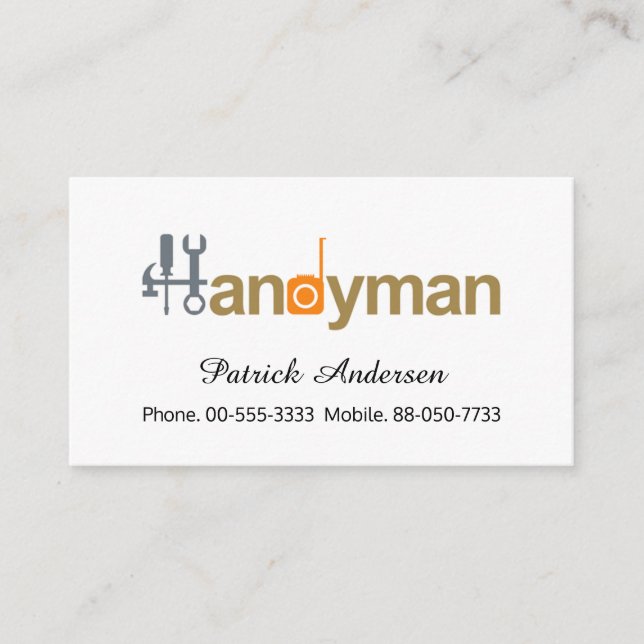 Simple Chic Handyman Signage Business Card (Front)