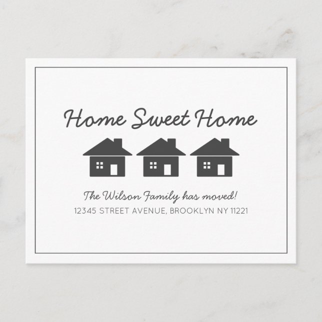 Simple Chic Home Sweet Home We've Moved Moving Announcement Postcard (Front)