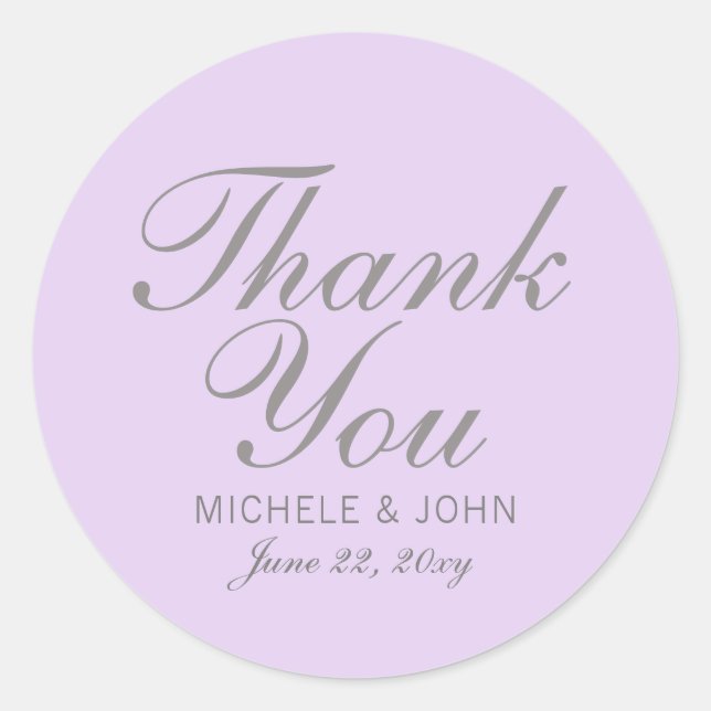 Simple Chic Lilac Thank You Favour Stickers (Front)