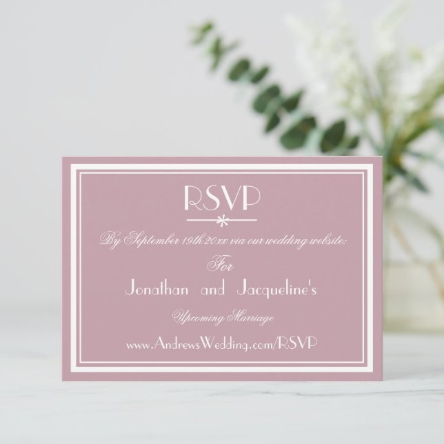 Simple Chic Mariage Site Web Carte RSVP (Debout devant)