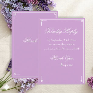 Simple Chic Mauve Lilac Fancy White Script Details Enclosure Card