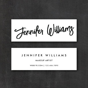 Simple Chic Minimalist + Calligraphy Script White  Mini Business Card