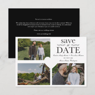 Simple Chic Minimalist Classic 3 Photos Engagement Save The Date