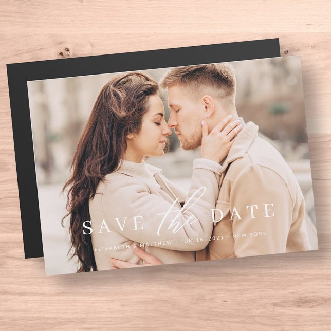Simple Chic Minimalist Photo Wedding Save The Date Magnetic Invitation (Creator Uploaded)
