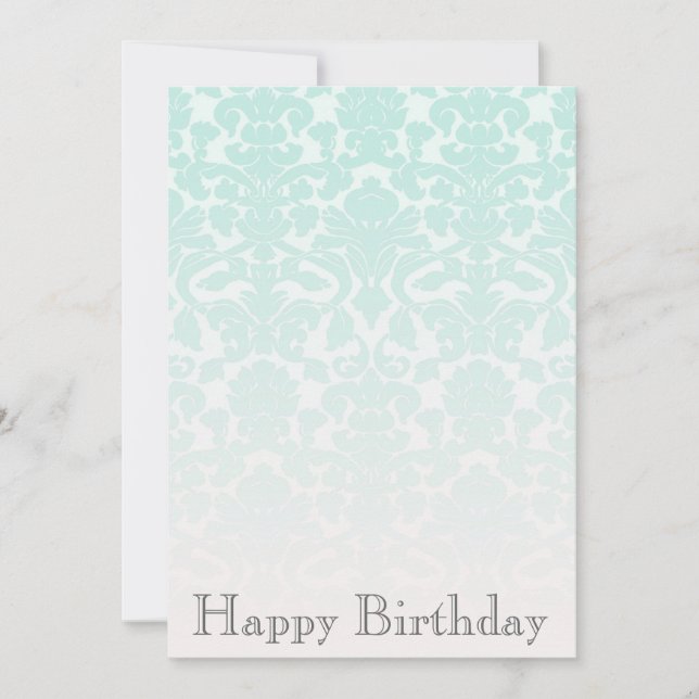 Simple Chic Mint Damask Birthday Party Invitation (Front)