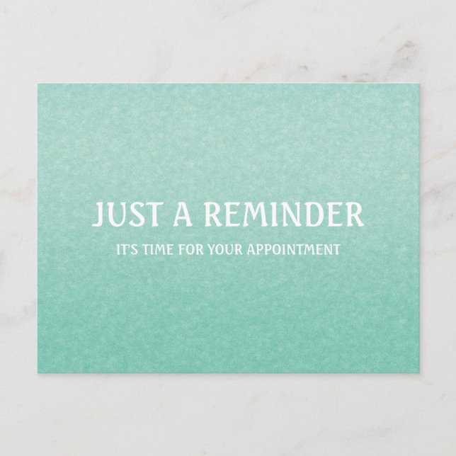Simple Chic Mint Green Appointment Reminder Postcard (Front)